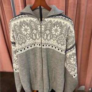 Vintage Haband USA Gray Nordic Winter Full-Zip Sweater Jacket (Size L)